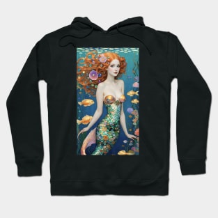 Gustav Klimt's Oceanic Odyssey: Inspired Mermaid Artistry Hoodie
